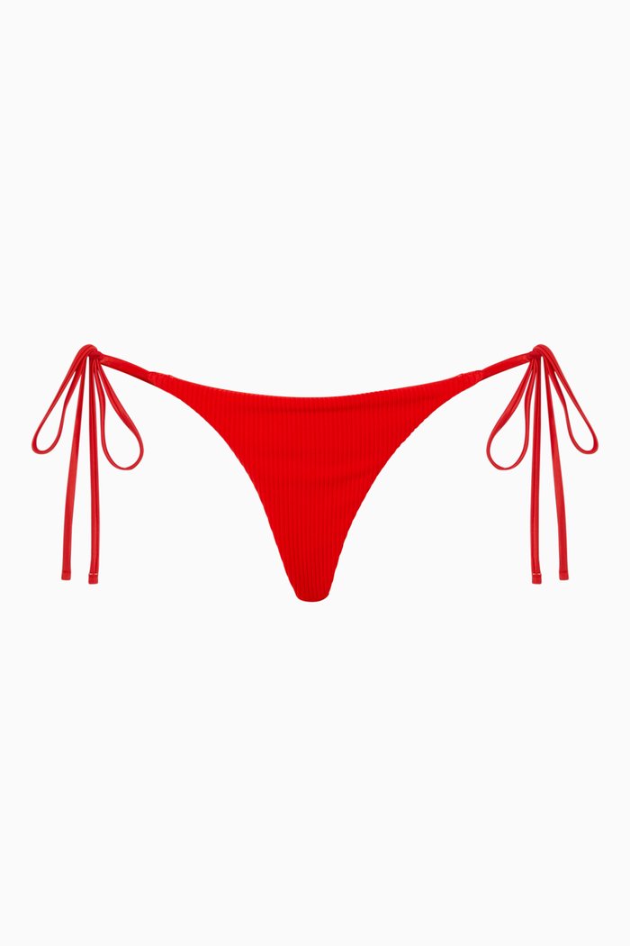 

Sky String Bikini Bottoms in Stretch Rib, Red