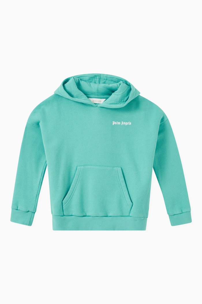 

Classic Logo Print Hoodie in Cotton, Blue