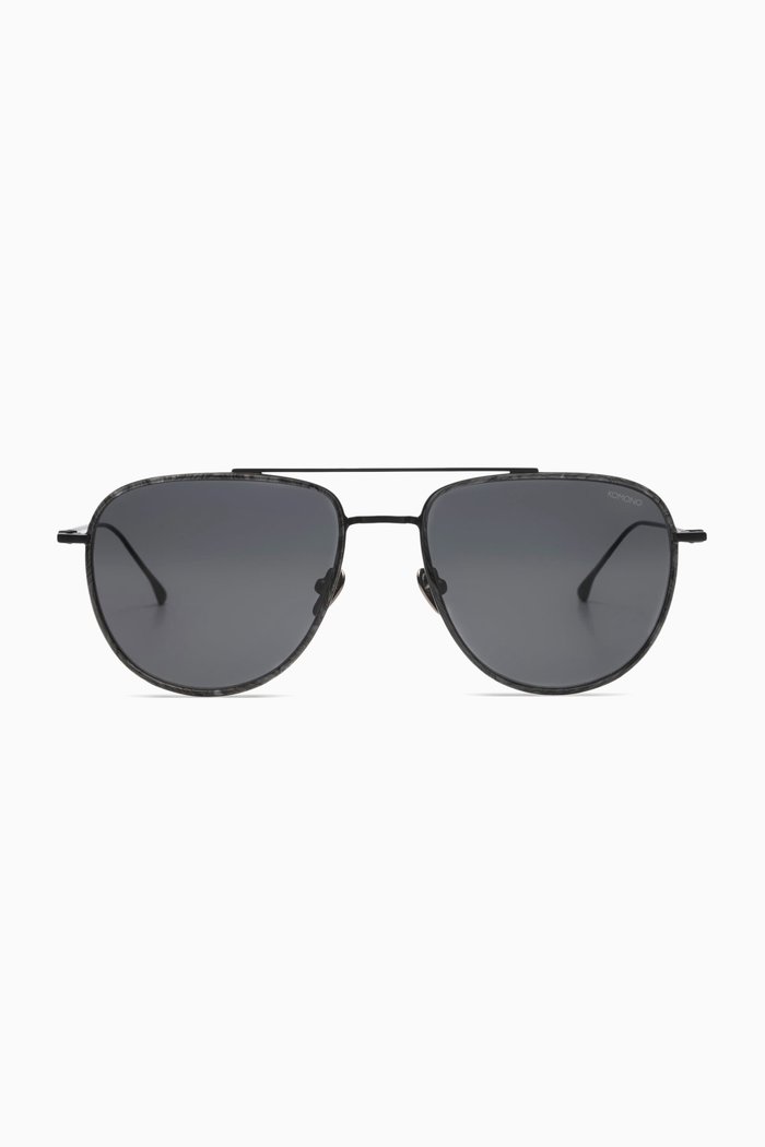 

Curtis Marble Sunglasses in Stainless Steel, Black