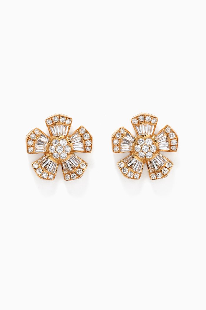 

Fleur Mini Diamond Stud Earrings in 18kt Yellow Gold