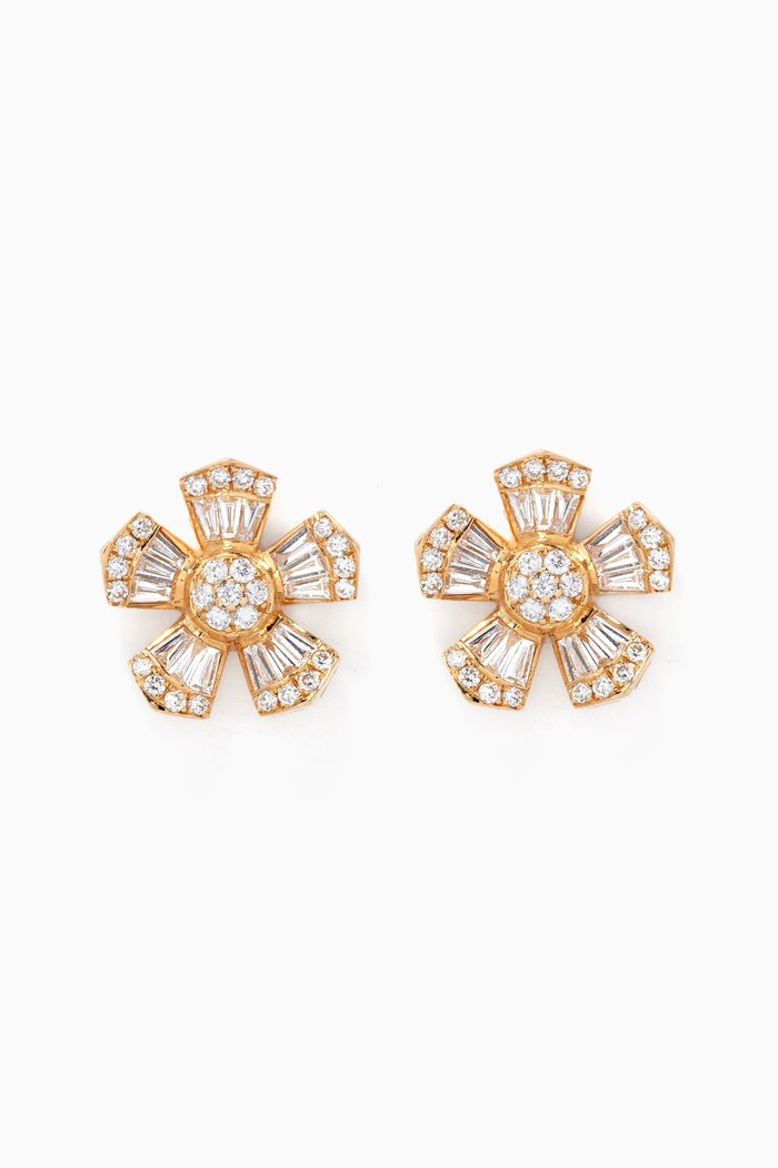 

Fleur Medium Diamond Stud Earrings in 18kt Yellow Gold