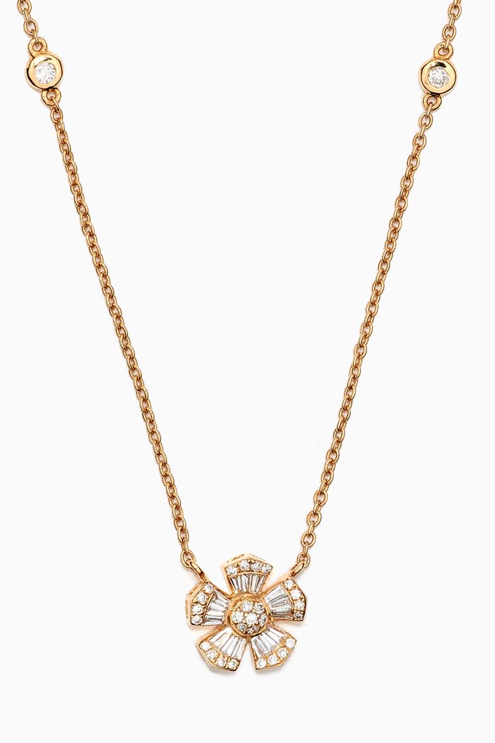 

Fleur Mini Diamond Necklace in 18kt Rose Gold