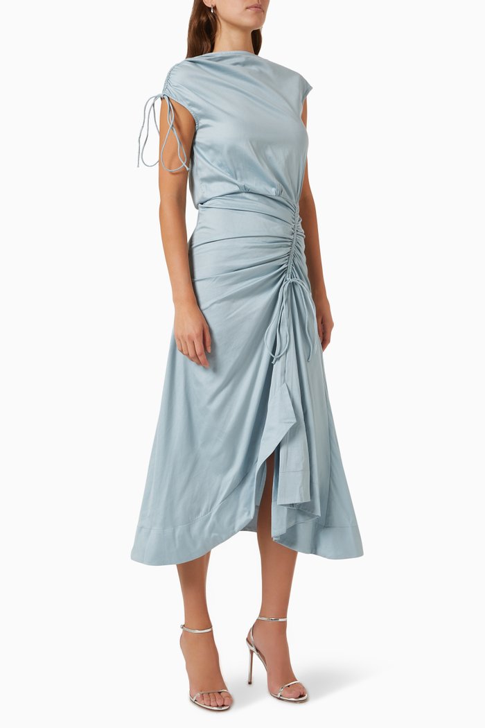 

Mariner Dress in Cotton Satin, Blue