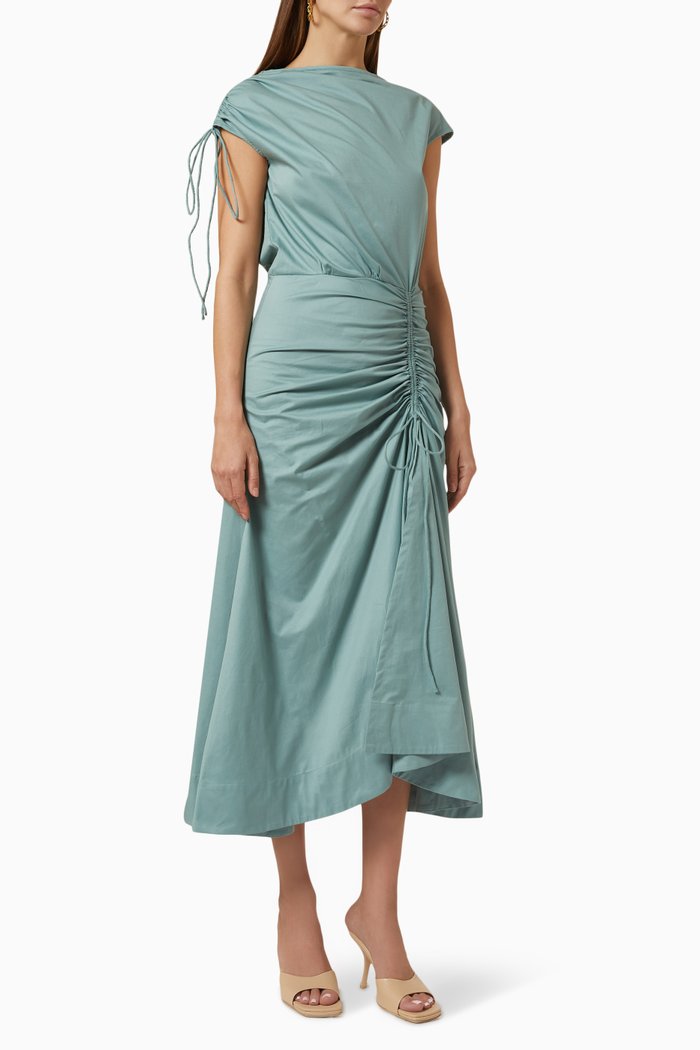 

Mariner Dress in Cotton Satin, Green