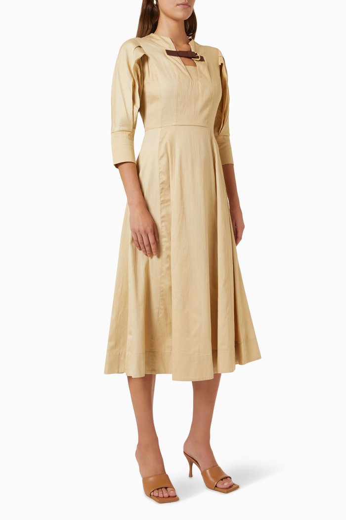 Dionne Dress in Cotton Satin, Neutral