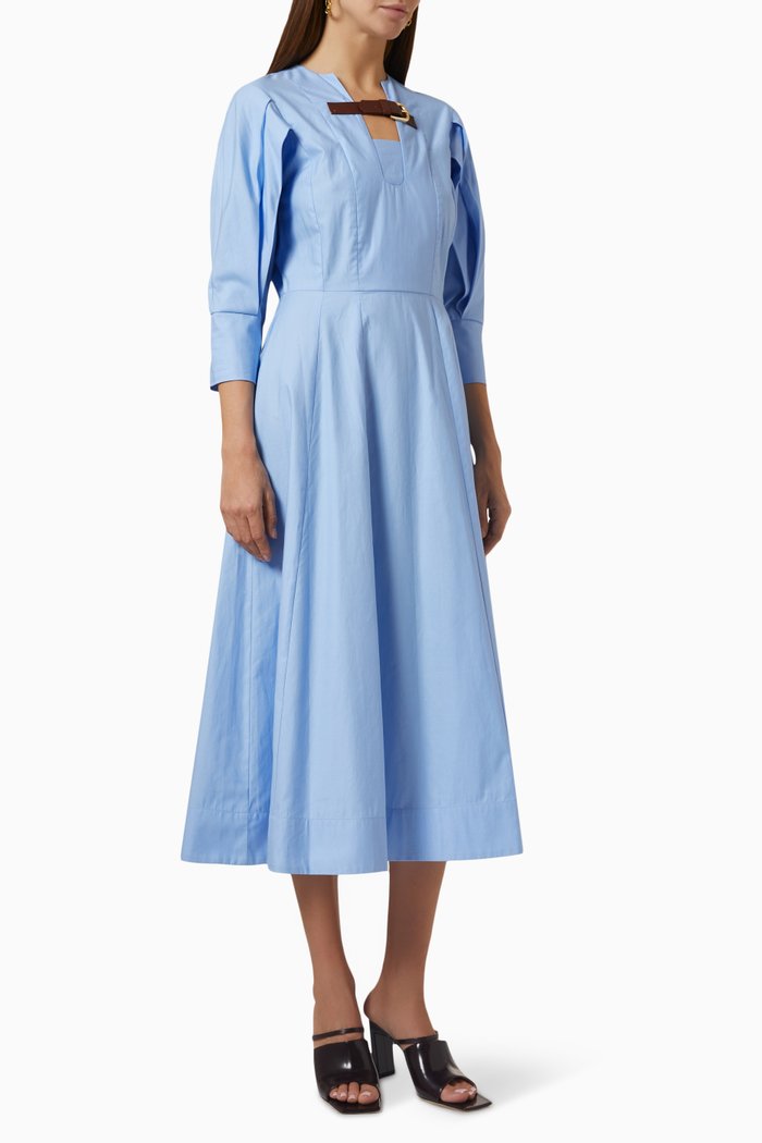 

Dionne Dress in Cotton Satin, Blue