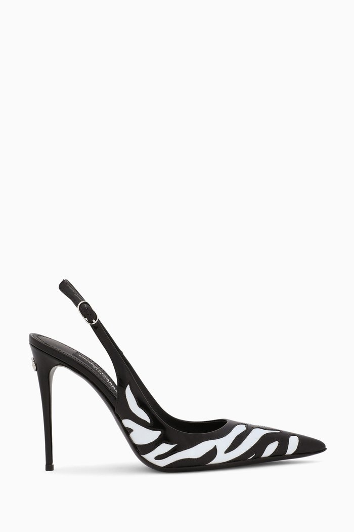 

Zebra Slingback 105mm Pumps in Leather, Black