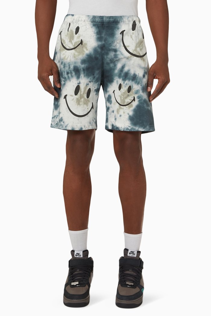 

Smiley Tie-Dye Shorts in Cotton, Black