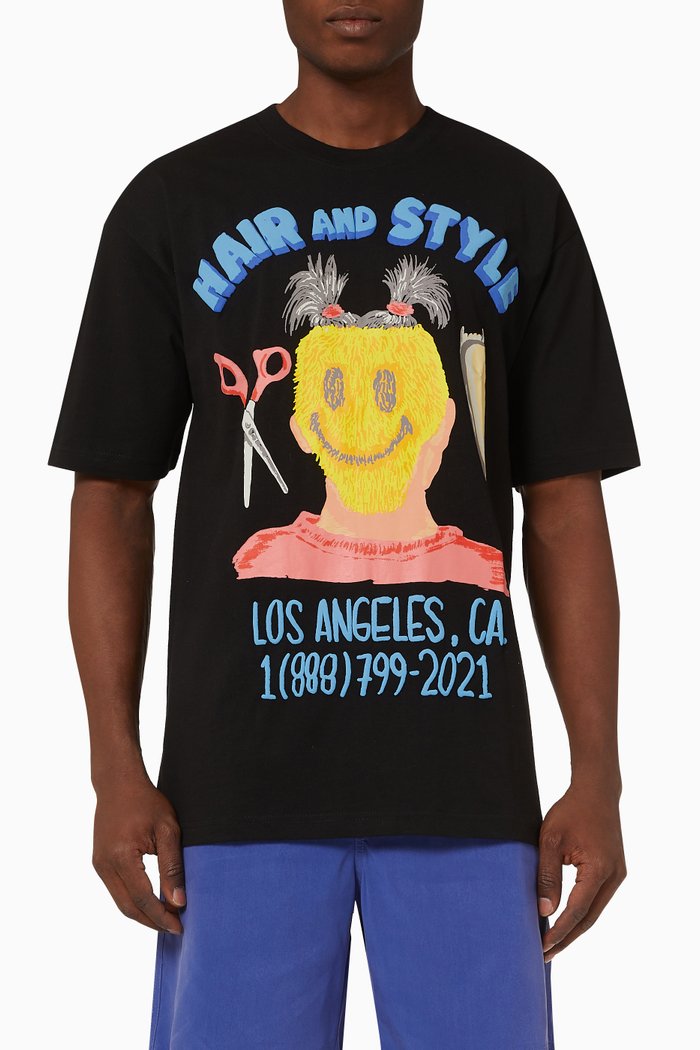 

Smiley Barbershop T-shirt in Cotton, Black