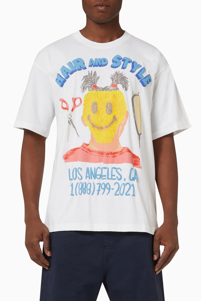 

Smiley Barbershop T-shirt in Cotton, White