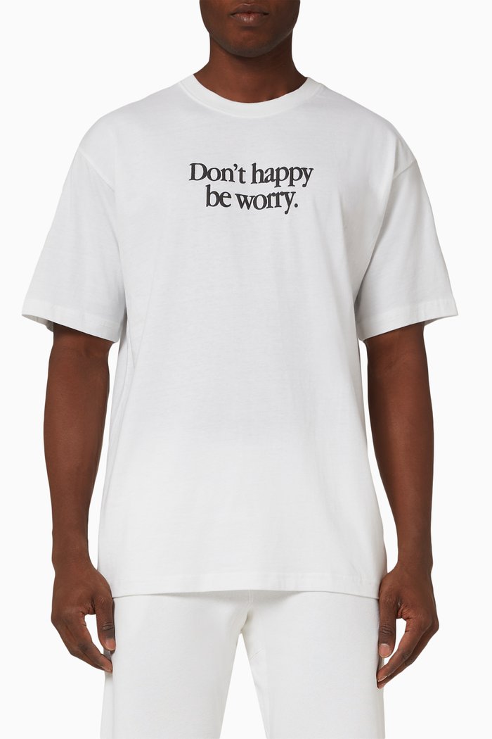 

Smiley Print T-shirt in Cotton, White