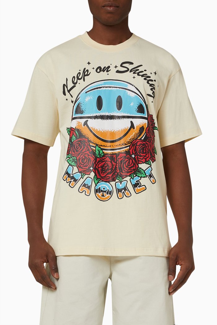 

Smiley Print T-shirt in Cotton, Neutral