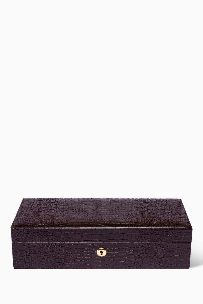 

Brompton 5 Watch Collectors Box in Crocodile-embossed Leather, Brown