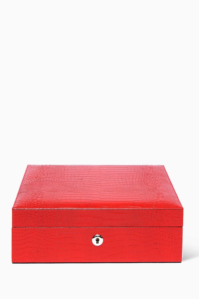 

Brompton 8 Watch Collectors Box in Crocodile-embossed Leather, Red