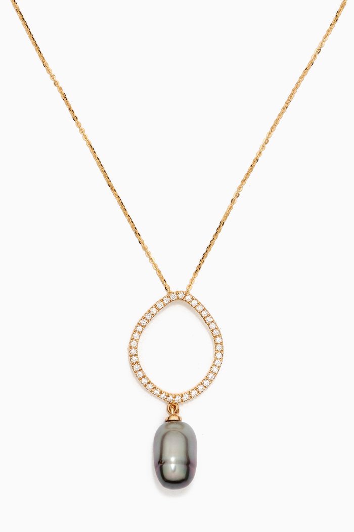 

Zoja Diamond & Pearl Loop Pendant Necklace in 18k Yellow Gold