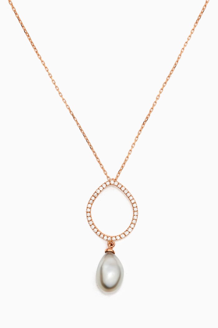 

Zoja Diamond & Pearl Loop Pendant Necklace in 18k Rose Gold