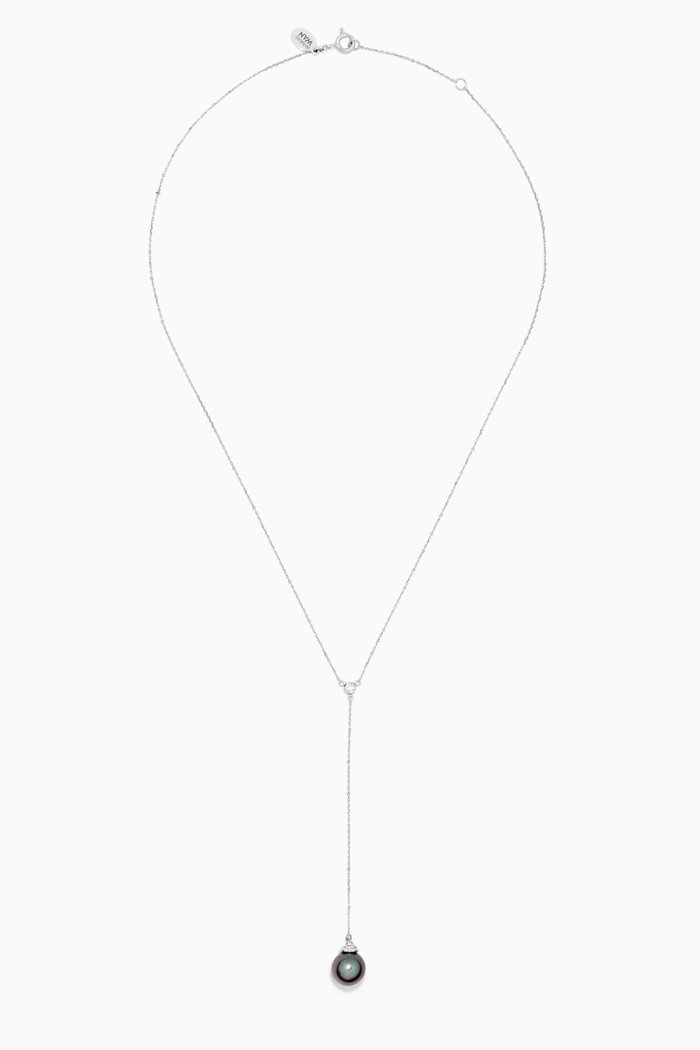 

Links of Love Pearl Drop Pendant Necklace in 18k White Gold, Silver