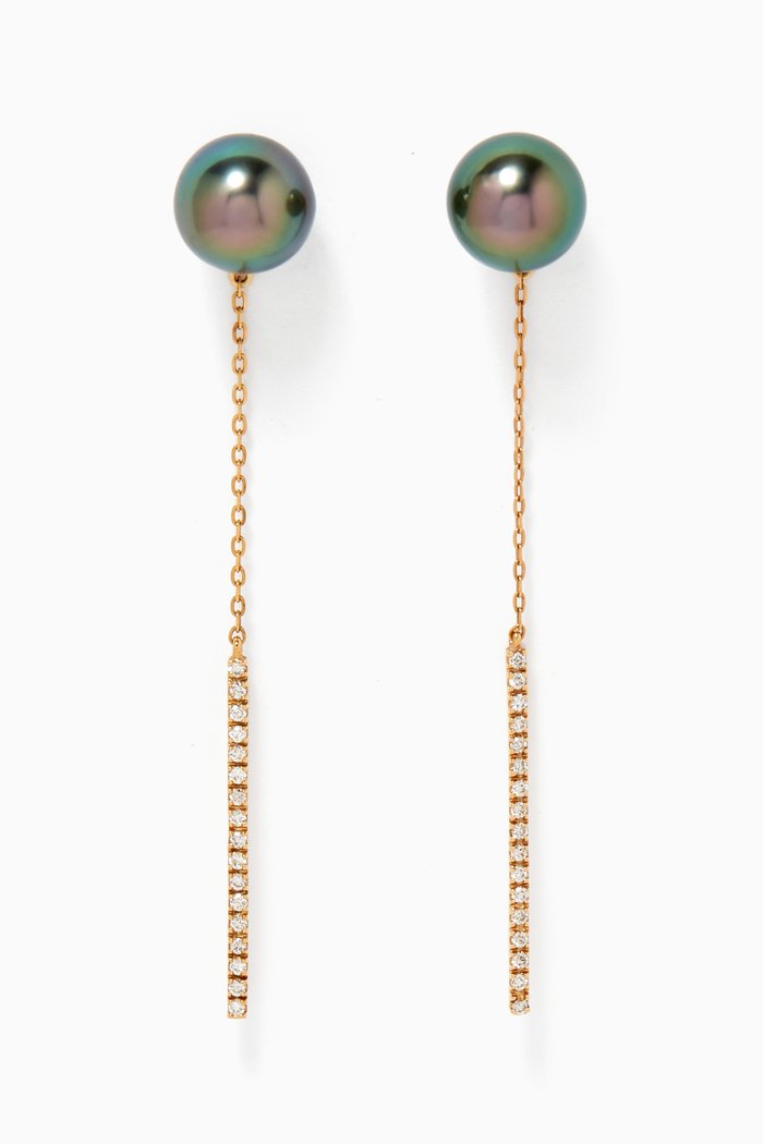 

Zoja Diamond & Pearl Chain Earrings in 18k Yellow Gold