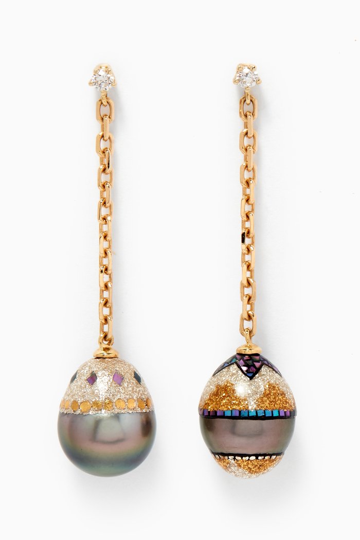 

Ariake Pearl Pendant Drop Earrings in 18k Yellow Gold