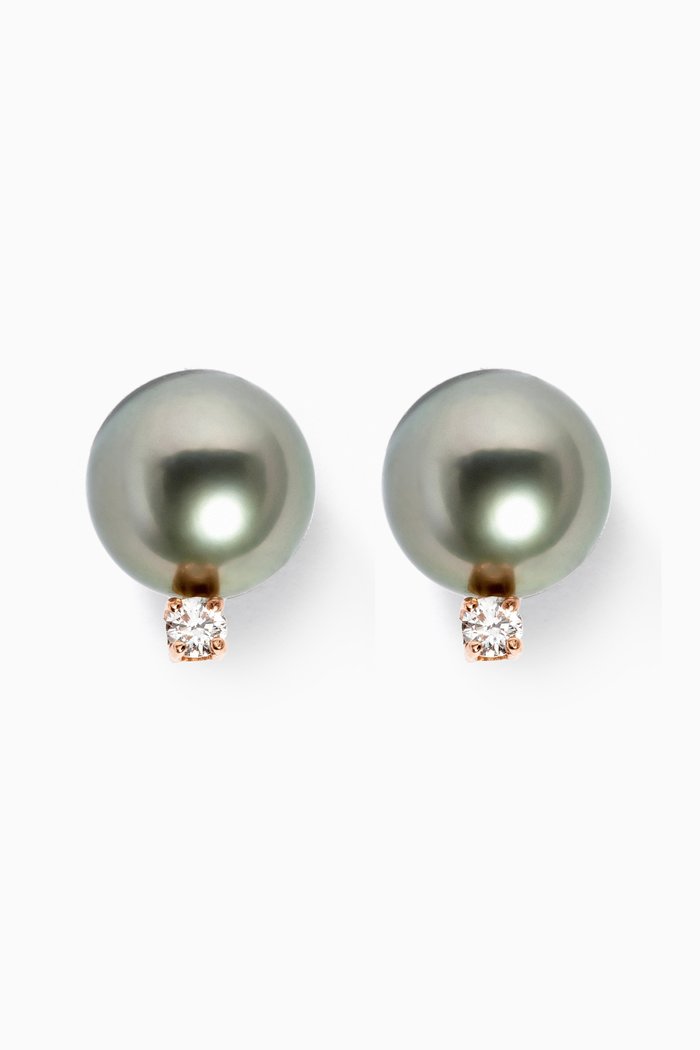 

Akila Diamond & Pearl Stud Earrings in 18k Rose Gold