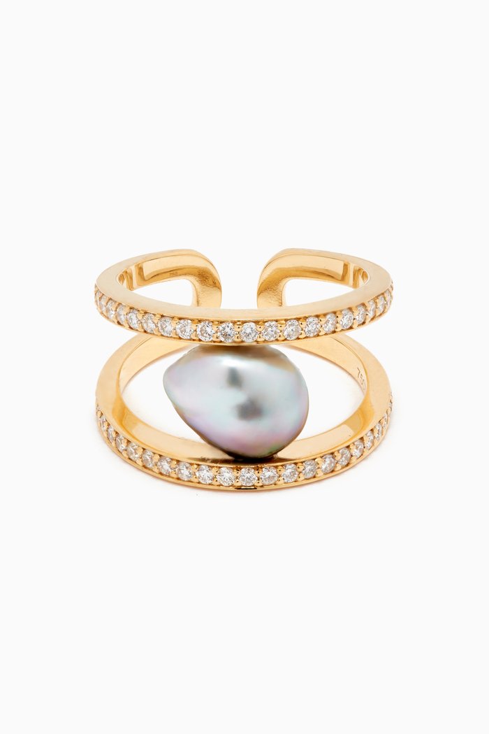 

Pearl Loop Ring in 18k Yellow Gold