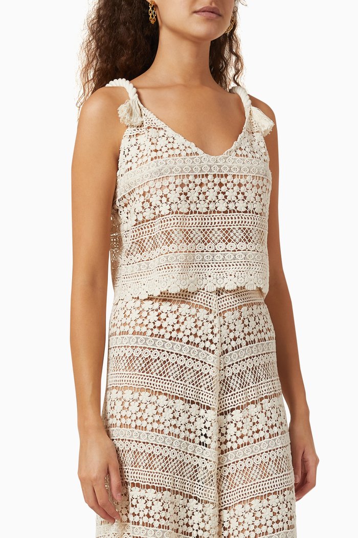 Jamie Crochet Top in Cotton Macramé, Neutral