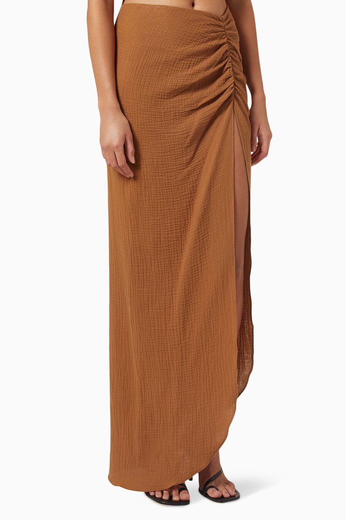 

Farah Maxi Skirt in Cotton Gauze, Brown