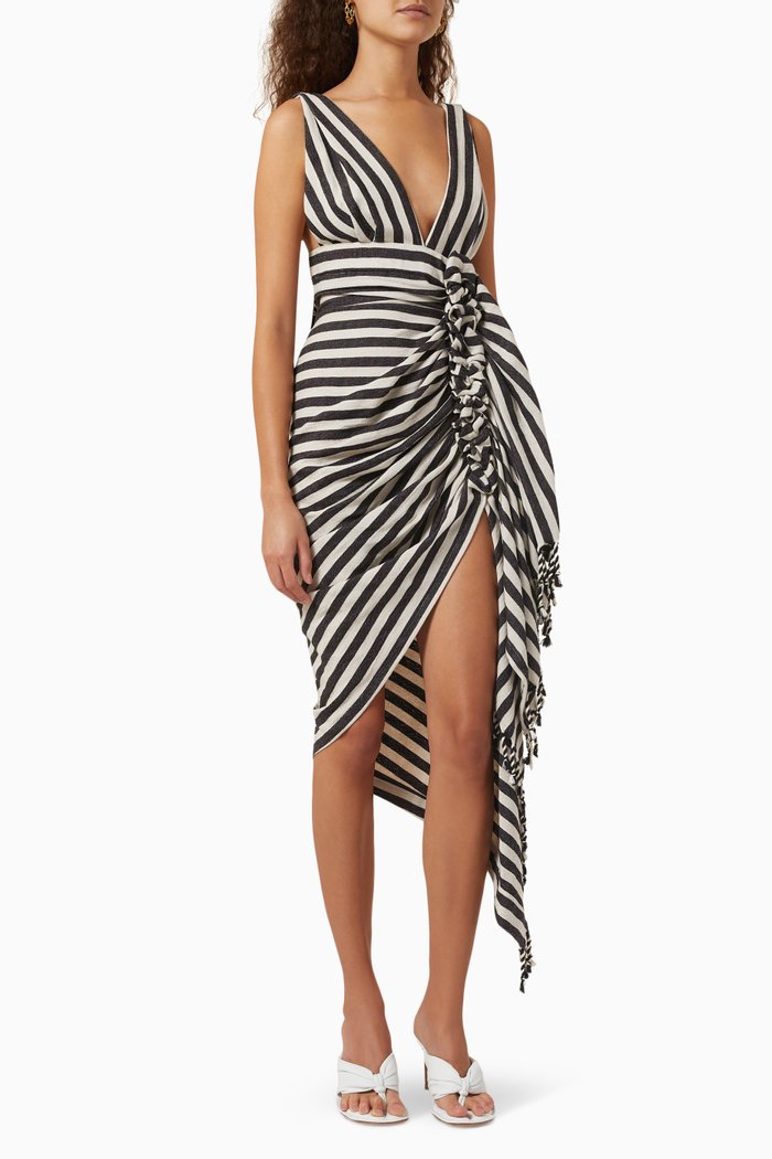 

Tulum Draped Dress in Organic Cotton, Black