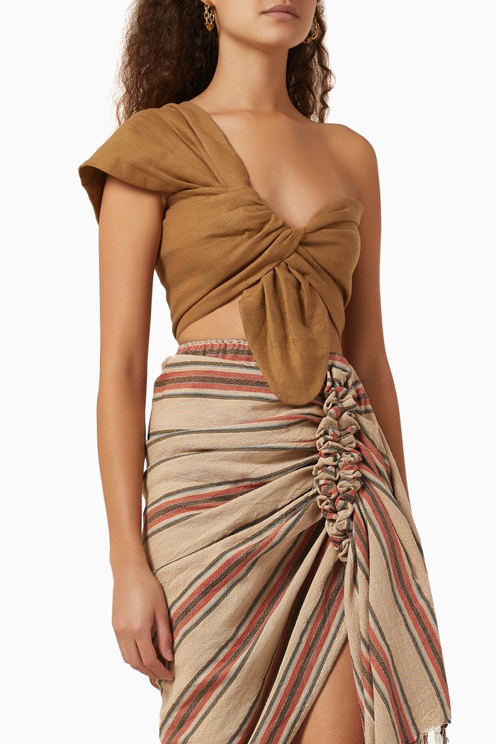 

Sol Bandeau Top in Cotton-linen Blend, Brown