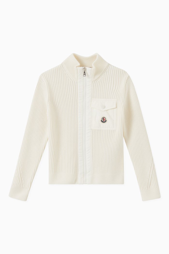 

Logo Knit Cardigan in Cotton, White