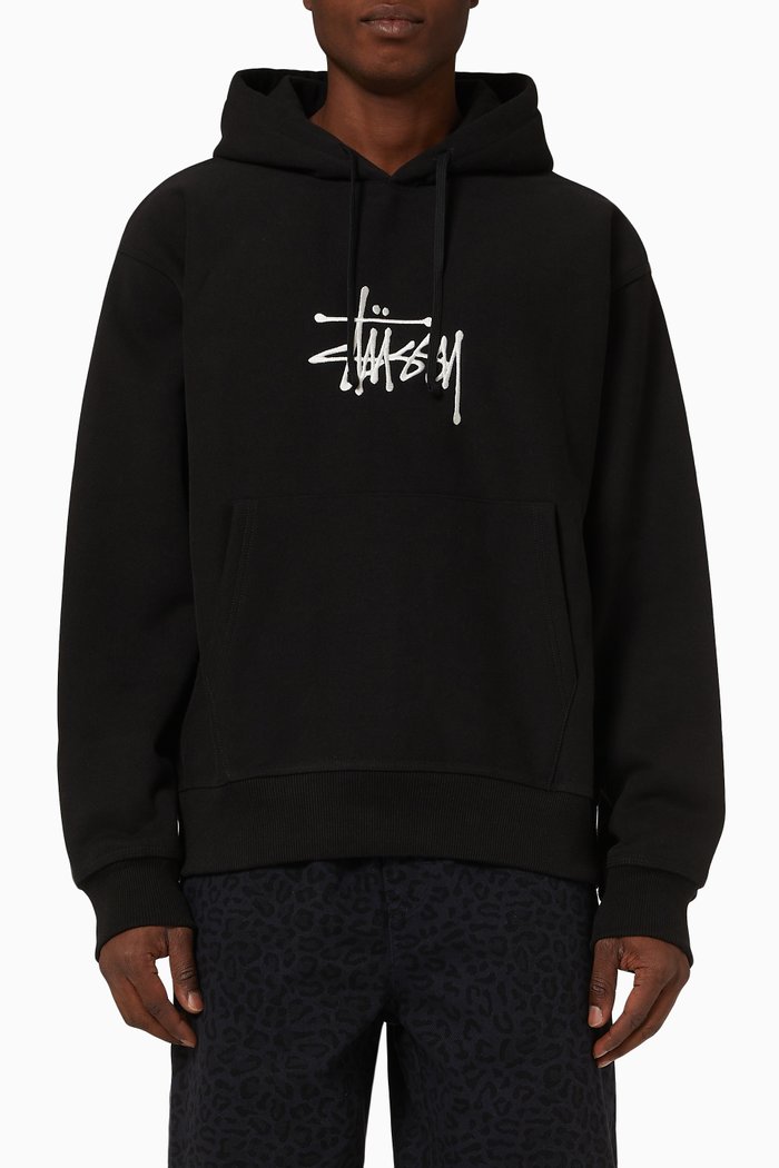 

Basic Applique Hoodie in Fleece, Black