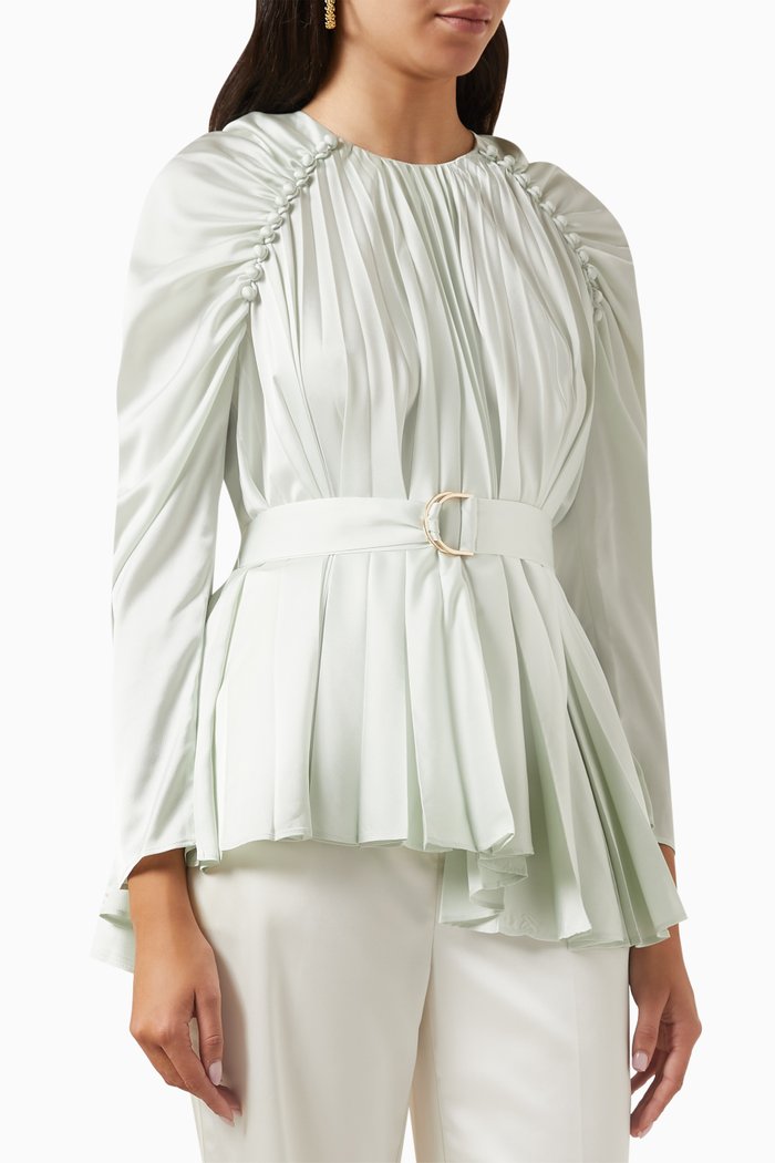 

Cresta Gathered Top in Satin, Green