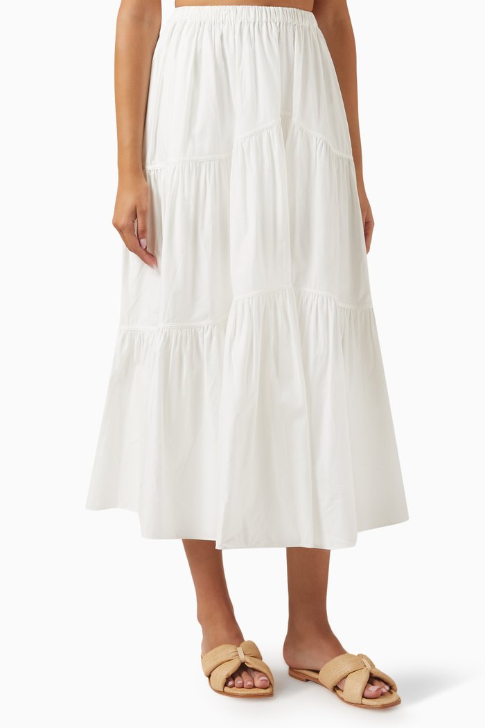 

Marquis Tiered Skirt in Cotton, Neutral