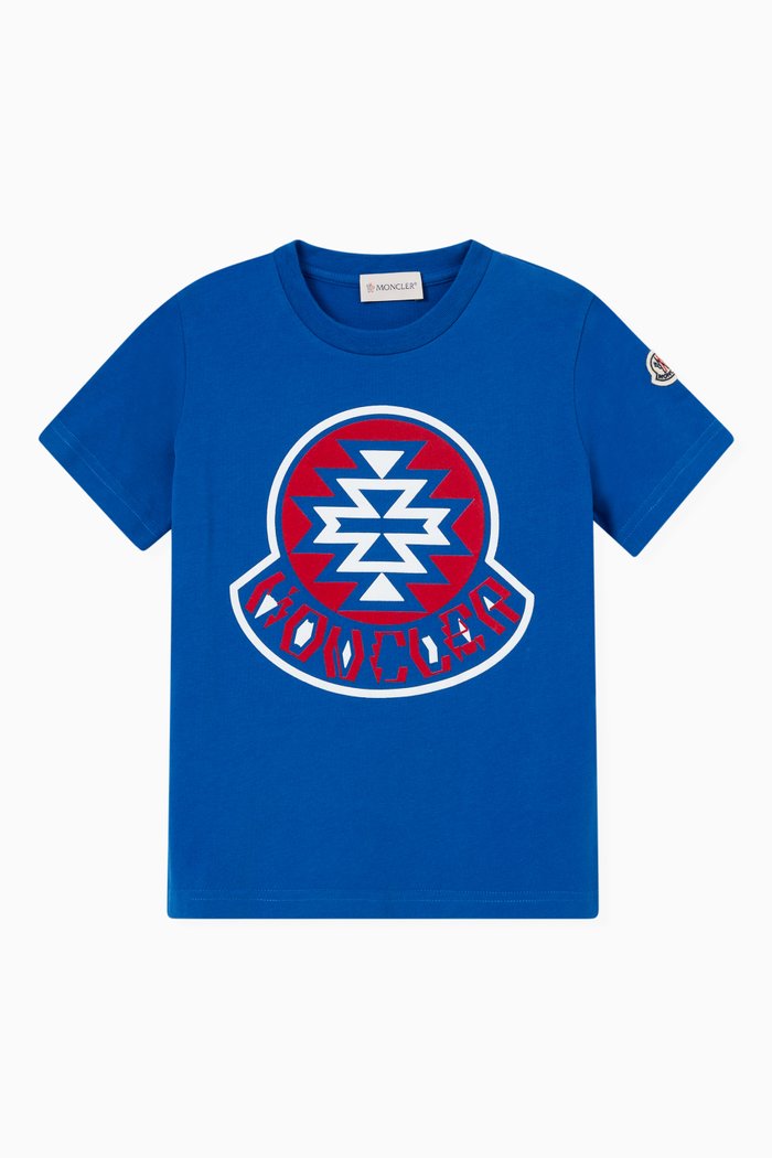 

Pattern Logo Print T-shirt in Cotton, Blue