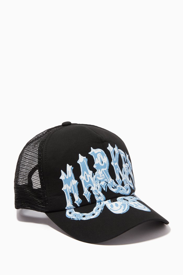 

Smiley Market Trucker Cap in Gabardine & Mesh, Black
