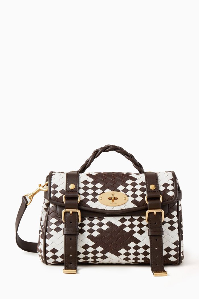Mini Alexa Satchel Bag in Vichy Woven Nappa, Multicolour
