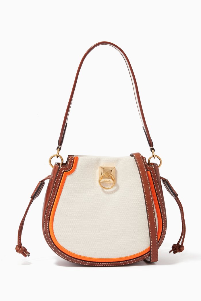 

Mini Iris Hobo Shoulder Bag in Canvas & Leather, Multicolour