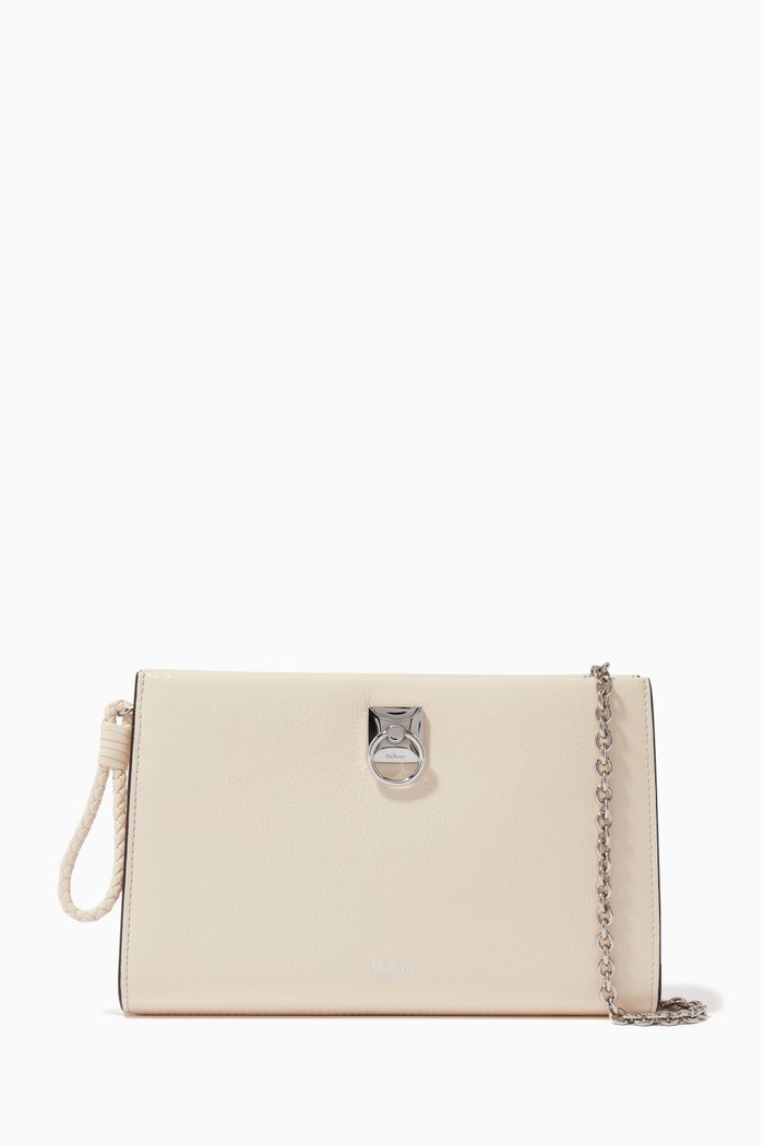 

Iris Chain Wallet in High Shine Leather, Neutral