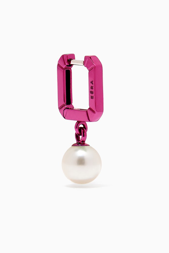 

Mini Pearl Single Earring in 18kt White Gold, Pink