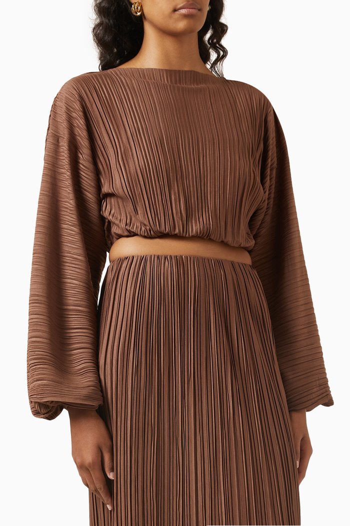 

Adeline Top in Textured Crinkle Fabric, Brown