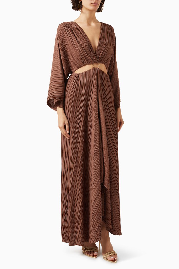 

Akila Dress in Textured Crinkle Fabric, Brown