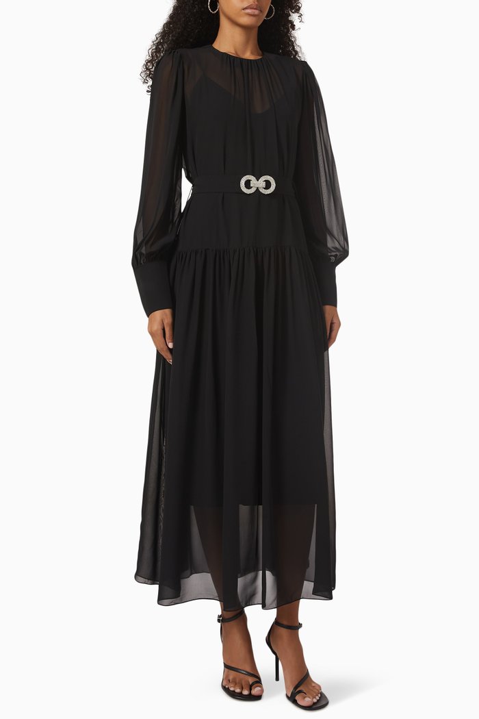 

Chara Midi Dress in Viscose, Black