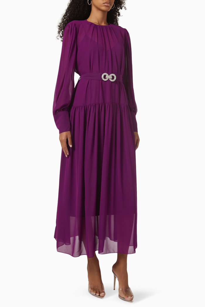

Chara Midi Dress in Viscose, Burgundy