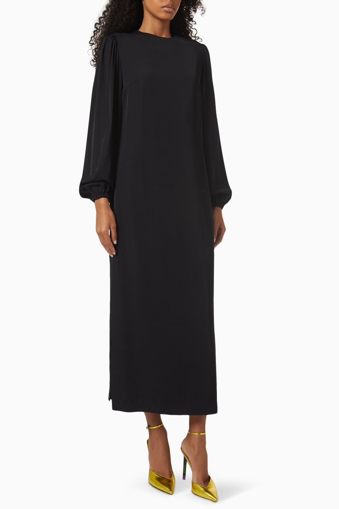 

Joana Midi Dress in Viscose, Black