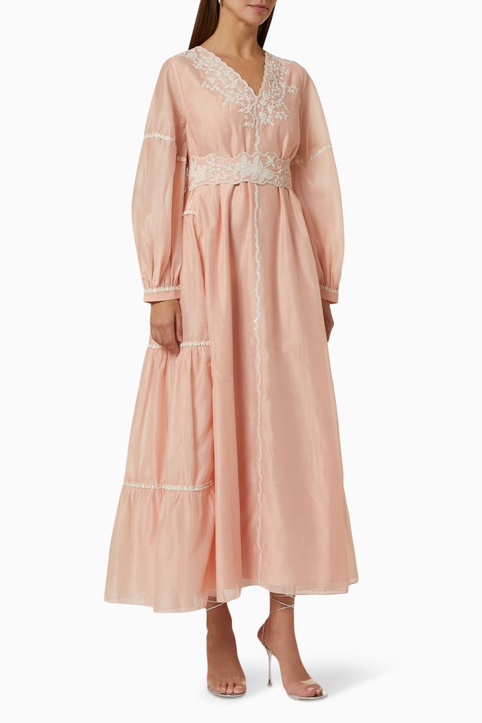 

Honorine Floral Embroidery Dress, Pink