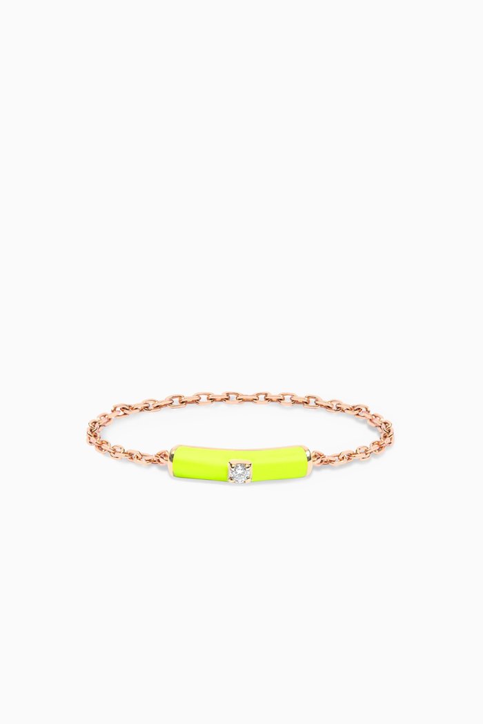 

Marbella Chain Diamond & Enamel Ring in 14kt Rose Gold