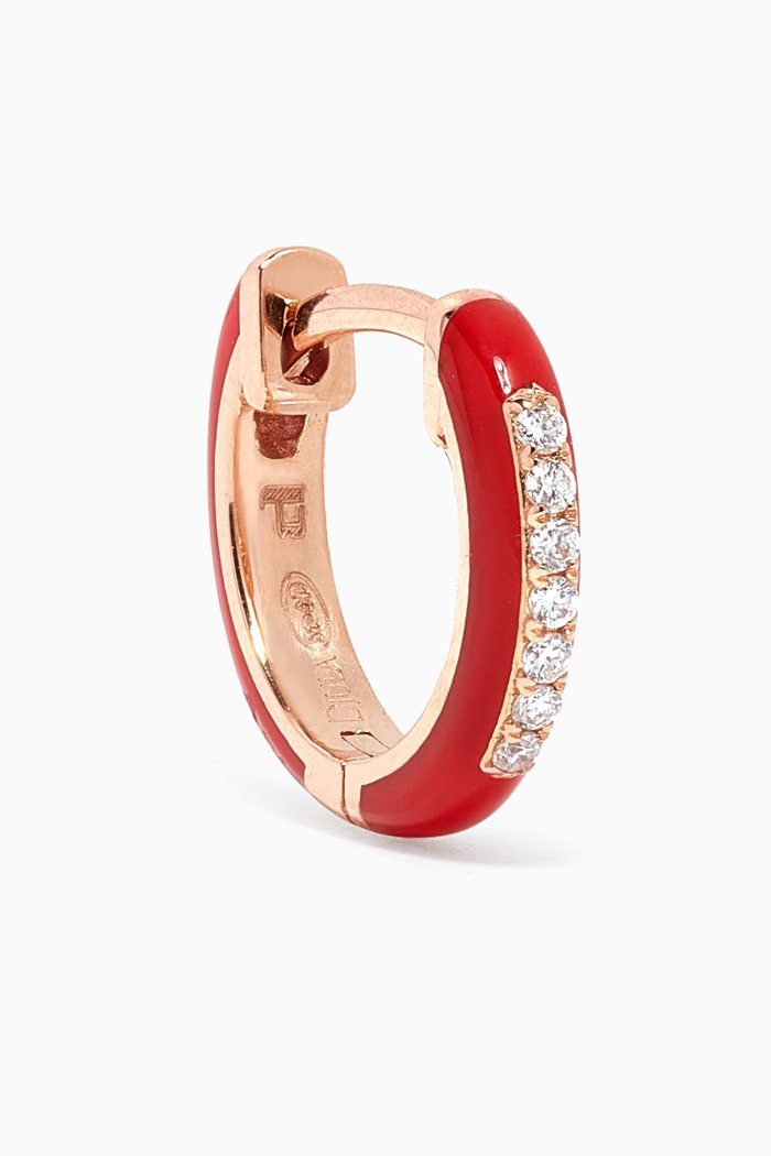 Marbella Diamond & Enamel Single Earring in 14kt Rose Gold