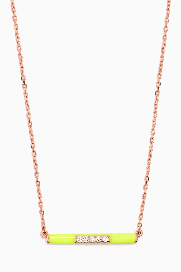 

Marbella Bar Diamond & Enamel Necklace in 18kt Rose Gold