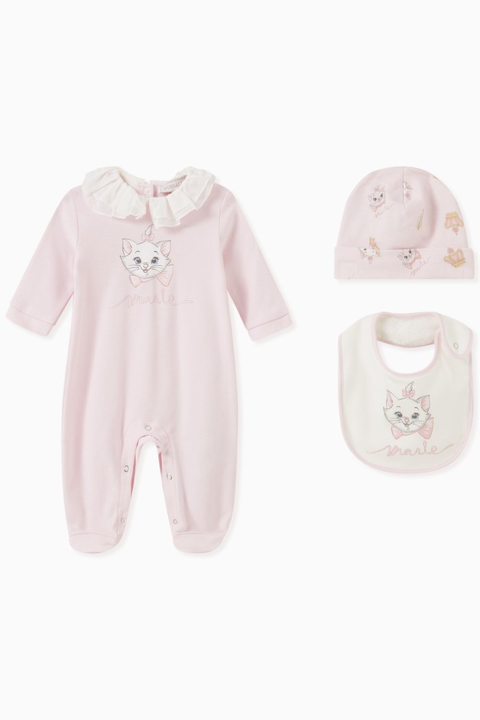 Cat Print Set in Cotton Jersey, Pink