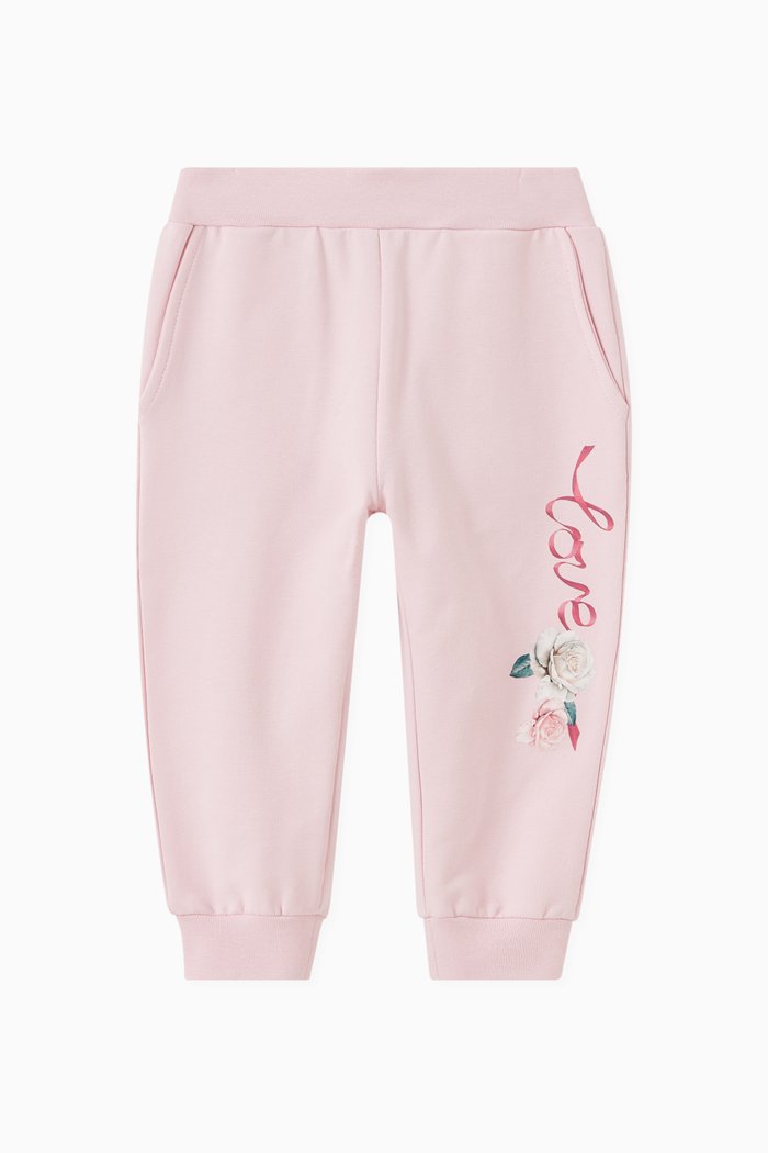 

Love Print Sweatpants in Cotton Fleece, Pink